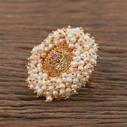 Antique Pearl Ring With Gold Plating