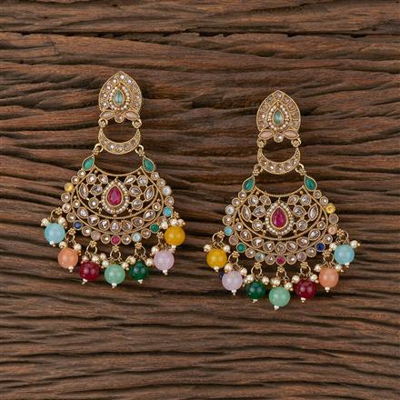 Antique Long Earring With Mehndi Plating