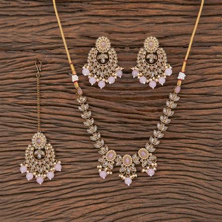 Antique Reverse Ad Stone Necklace With Mehndi Plating