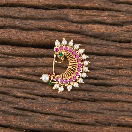 Antique Moti Nose Ring With Gold Plating