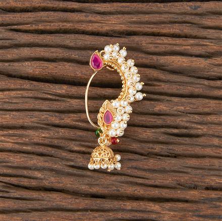 Antique Moti Nose Ring With Gold Plating
