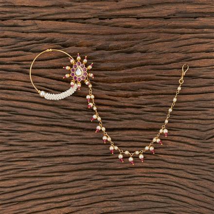 Antique Pearl Nose Ring With Gold Plating