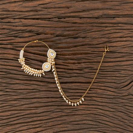 Antique Moti Nose Ring With Gold Plating