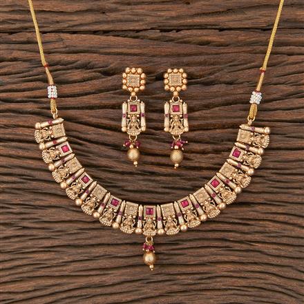Antique South Indian Necklace With Matte Gold Plating