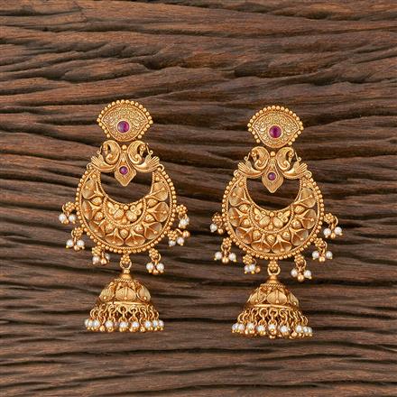 Antique Chand Earring With Matte Gold Plating