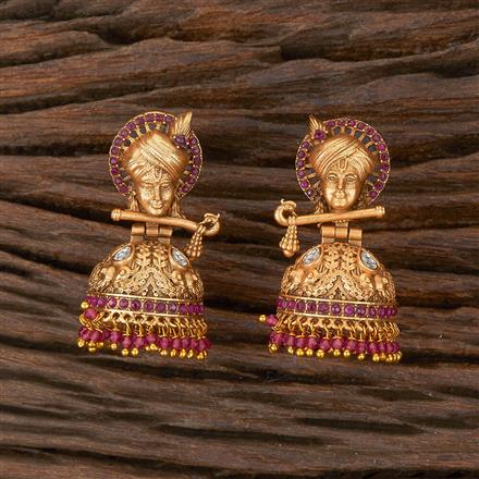 Antique Jhumki With Matte Gold Plating