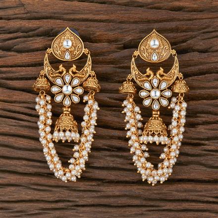 Antique Moti Earring With Matte Gold Plating