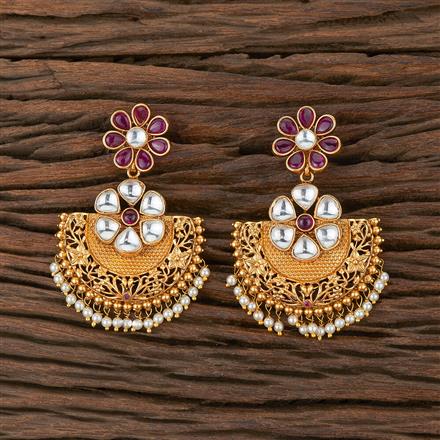 Antique Moti Earring With Matte Gold Plating