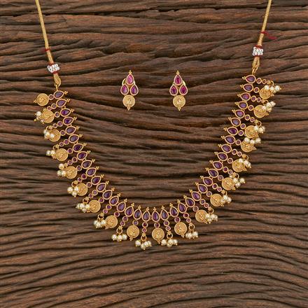 Antique Temple Necklace With Matte Gold Plating