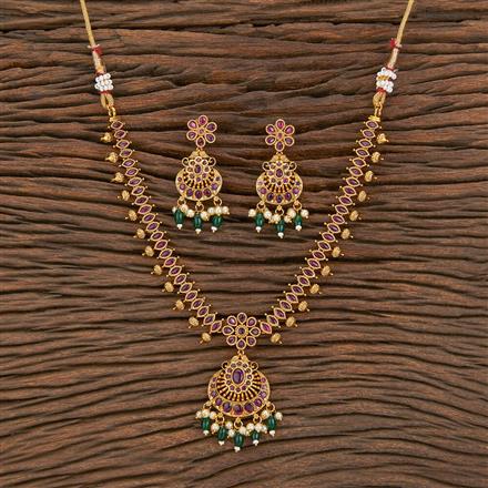 Antique South Indian Necklace With Matte Gold Plating