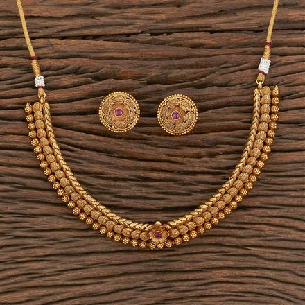 Antique Classic Necklace With Matte Gold Plating