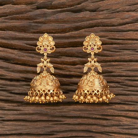 Antique Peacock Earring With Matte Gold Plating