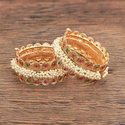 Antique Moti Bangles With Matte Gold Plating