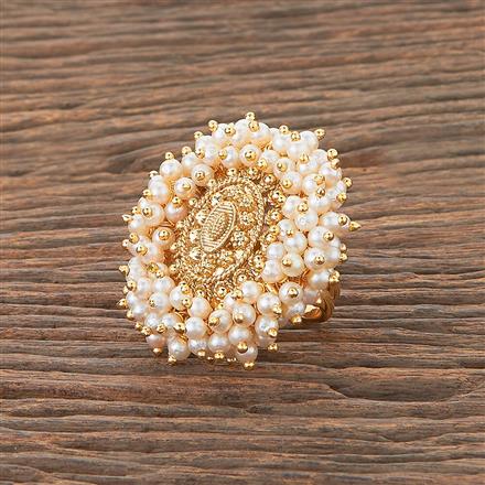 Antique Pearl Ring With Gold Plating