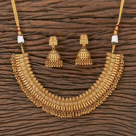 Antique Classic Necklace Set With Matte Gold Plating