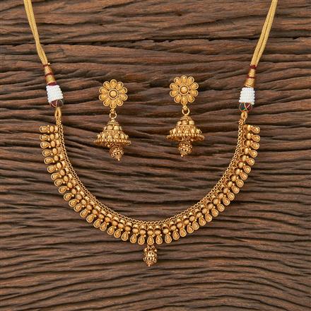 Antique Classic Necklace Set With Matte Gold Plating