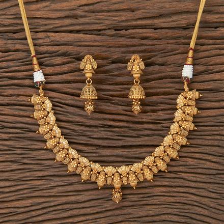 Antique Classic Necklace Set With Matte Gold Plating