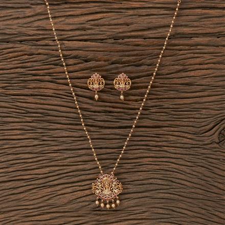 Antique Temple Pendant Set With Matte Gold Plating