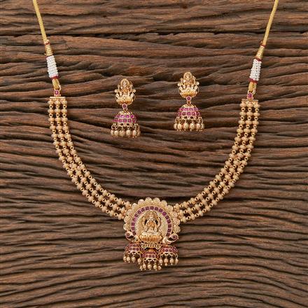 Antique South Indian Necklace With Matte Gold Plating