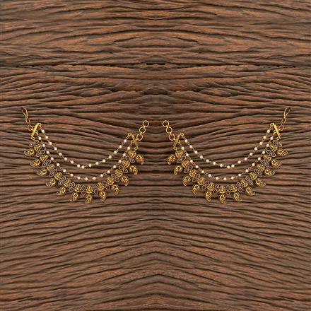 Antique Temple Ear Chain With Matte Gold Plating