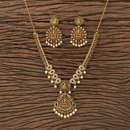 Antique South Indian Necklace With Matte Gold Plating