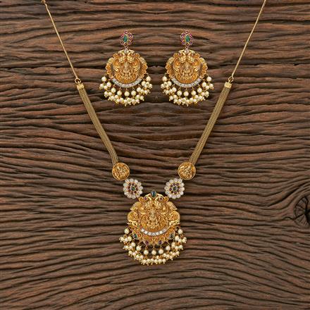 Antique Temple Necklace With Matte Gold Plating