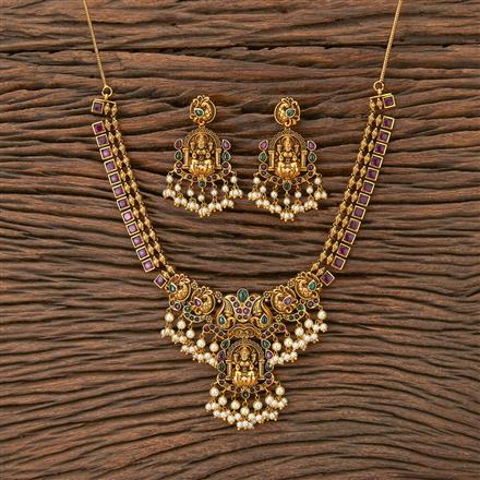 Antique Temple Necklace With Matte Gold Plating