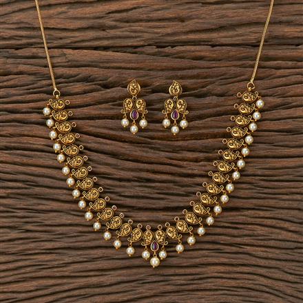 Antique South Indian Necklace With Matte Gold Plating