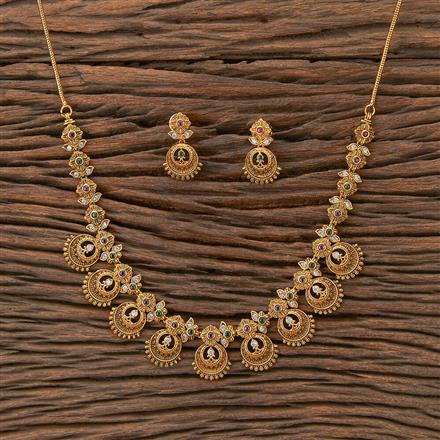 Antique South Indian Necklace With Matte Gold Plating