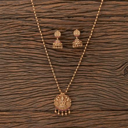 Antique Peacock Pendant Set With Matte Gold Plating