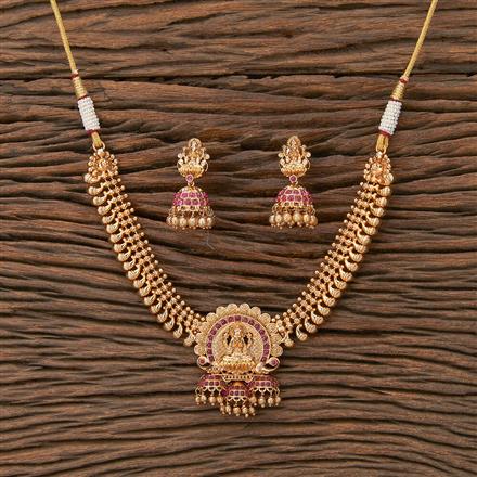 Antique Temple Necklace With Matte Gold Plating