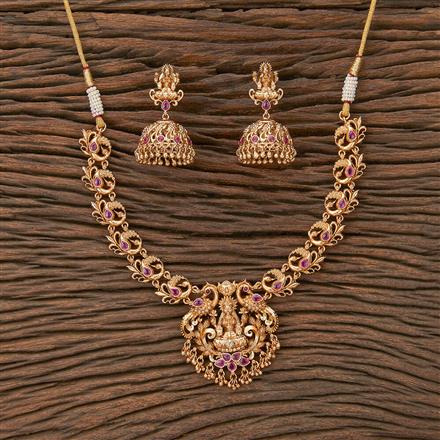 Antique South Indian Necklace With Matte Gold Plating