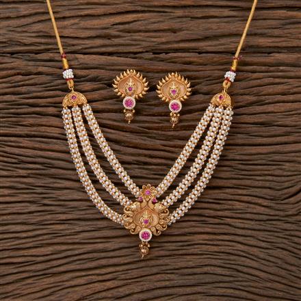 Antique Moti Necklace With Gold Plating