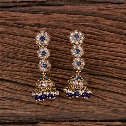 Antique Long Earring With Mehndi Plating