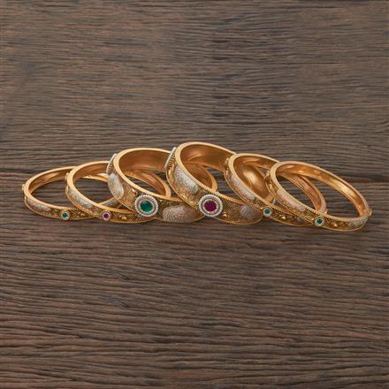 Antique Meenakari Bangles With Matte Gold Plating