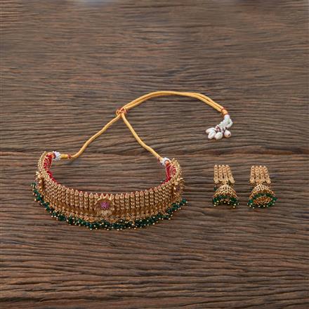 Antique Classic Necklace With Matte Gold Plating