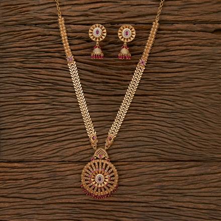 Antique Peacock Necklace With Matte Gold Plating