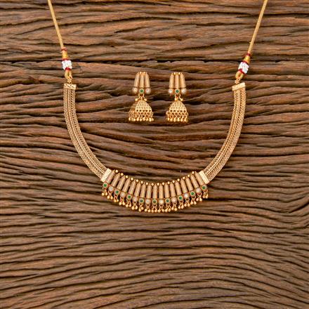 Antique Classic Necklace With Matte Gold Plating