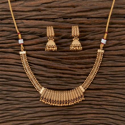 Antique Plain Matte Gold Necklace With Matte Gold Plating
