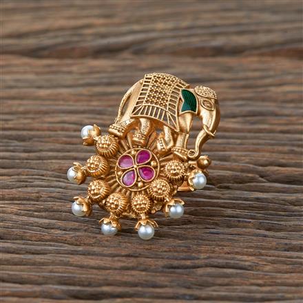 Antique Adjustable Ring With Matte Gold Plating