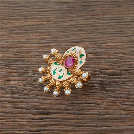 Antique Meenakari Ring With Matte Gold Plating