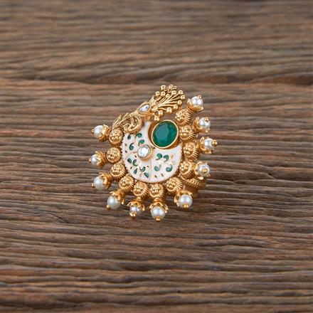 Antique Adjustable Ring With Matte Gold Plating