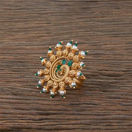 Antique Peacock Ring With Matte Gold Plating