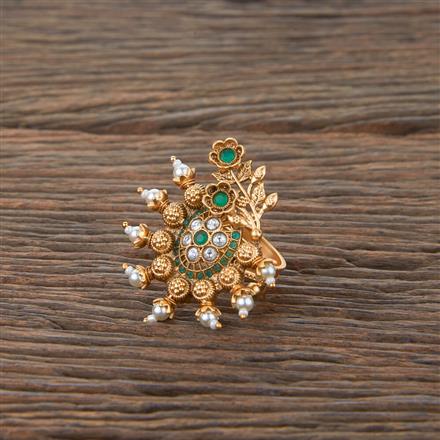 Antique Adjustable Ring With Matte Gold Plating