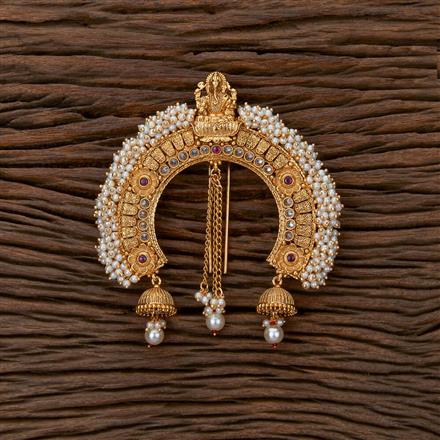 Antique Pearl Hair Brooch With Gold Plating