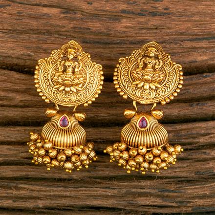 Antique South Indian Earring With Matte Gold Plating