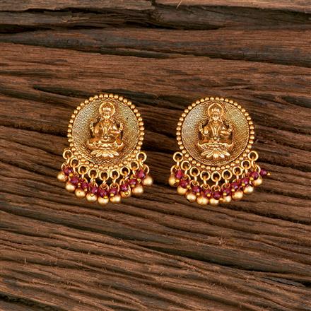 Antique Temple Earring With Matte Gold Plating
