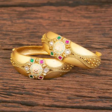 Antique Openable Bangles With Matte Gold Plating