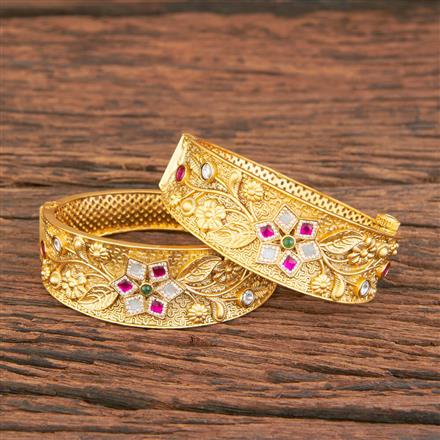 Antique Openable Bangles With Matte Gold Plating