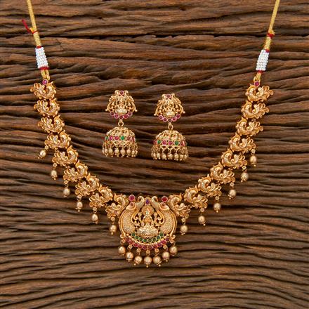 Antique South Indian Necklace With Matte Gold Plating